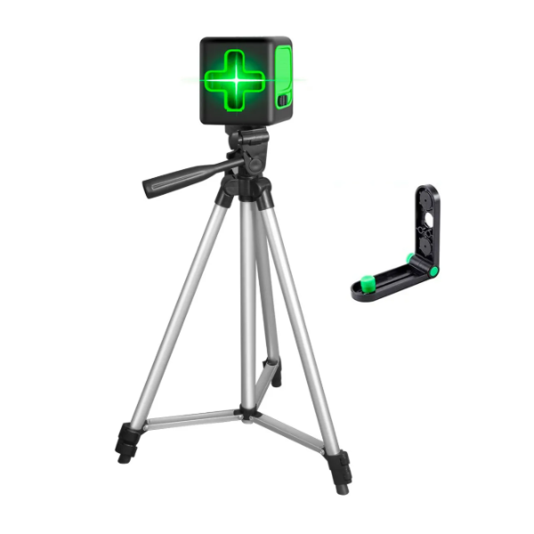 Nível A Laser Verde 2 Linhas Esquadro + Suporte + Tripé